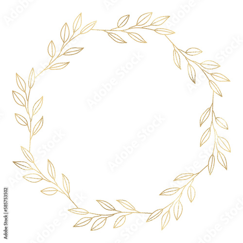 Floral gold wreath illustration © CholladaArt