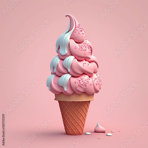 Creative ice cream, colorful, 3d rendering