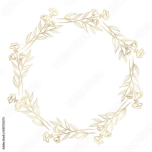 Floral gold wreath illustration