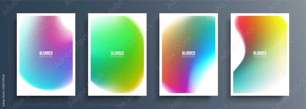 Set of blurred backgrounds with bright multicolored gradients for your creative graphic design. Vector illustration.