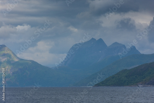 Beautiful view over a Norwegian fjord from the sea