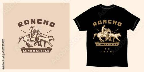 ranch cowboy cow lasso rodeo vintage retro emblem