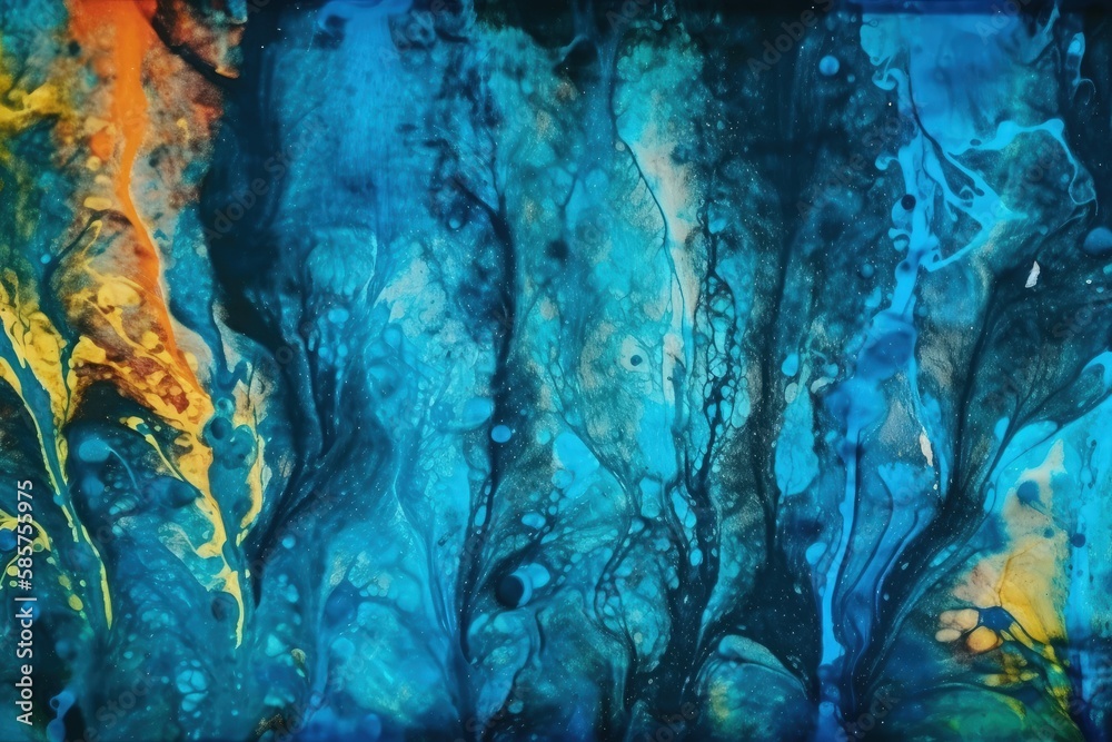 Fototapeta premium an abstract painting featuring bold blue and yellow hues. Generative AI