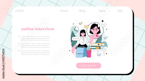 Job interview web banner or landing page. Recruitment and personnel © inspiring.team