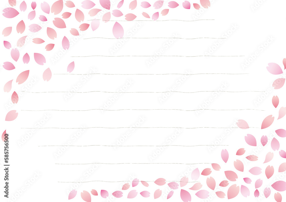 桜の花びらの便箋 桜の花びらの便箋
