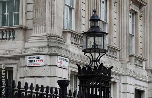 The corner of Downing Street and Whitehall in Westminster, London, UK.  photo