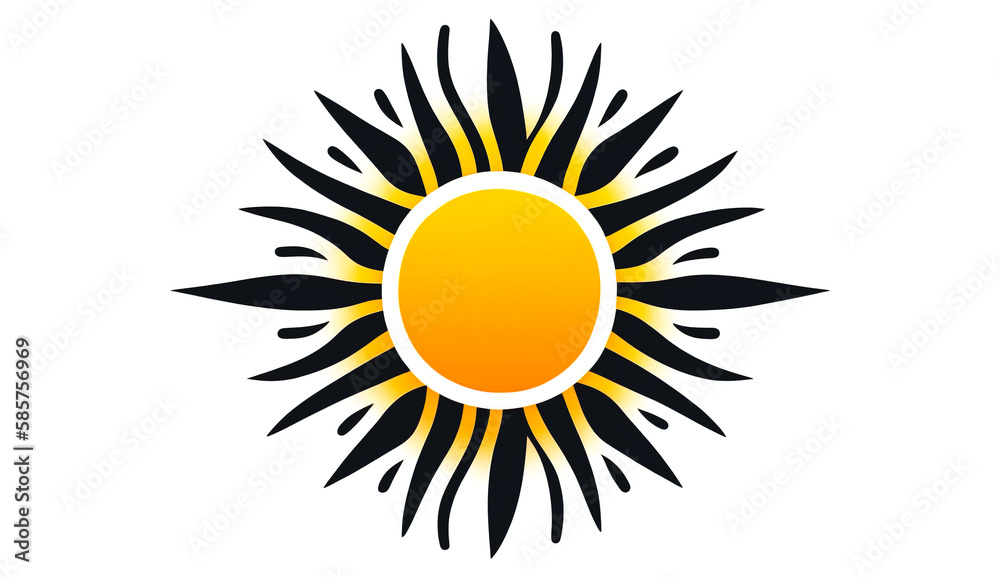 Fototapeta premium Creative minimalistic sun logo isolated, generative AI.