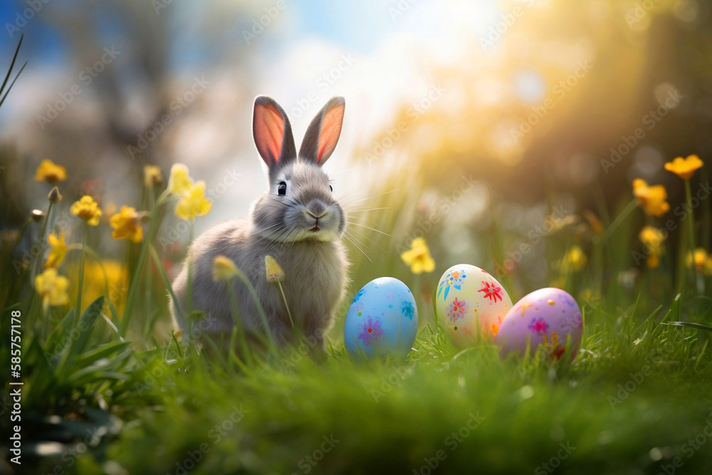 easter bunny with easter eggs