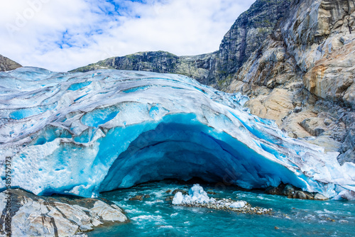 The Nigardsbreen Glacier, beautiful blue melting glacier in the Jostedalen National Park,  Norway photo