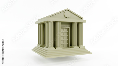 3d rendering of Bank building symbol, Online banking service, Cartoon minimal style