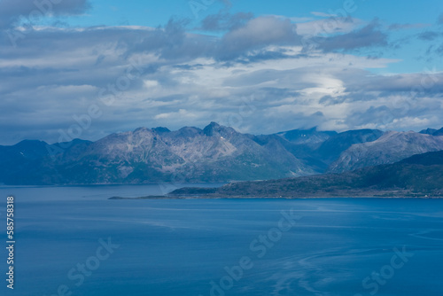 Beautiful landscape of the sea over the mountains of northern Norway