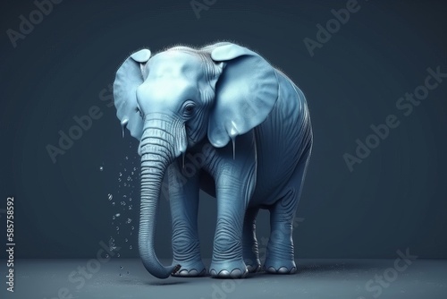 African elephant isolated in a dark grey background. Generative ai