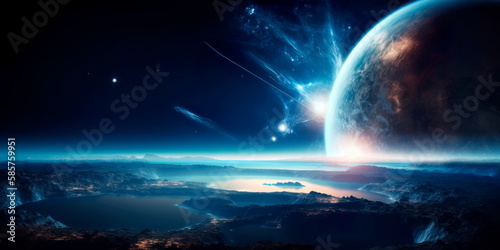 Space background , Science fiction fantasy in high resolution ideal for wallpaper.Generative AI