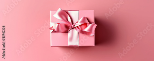 Pink packaging box, gift with space for text, copy space - Generative AI