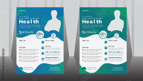 Healthcare cover a4 templet medical flyer layout, vector, leaflet design for print with two colors.