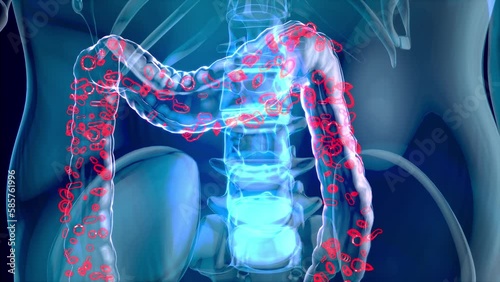 4K abstract animation of the gut microbiome photo