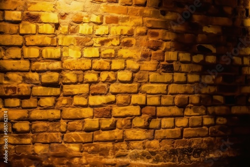 brick wall illuminated by a light source. Generative AI