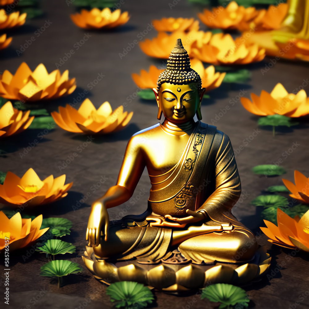 Obraz premium vesak, buddha in a lotus,Buddha Jayanti,Tibetan Buddhism,Parinirvana Day