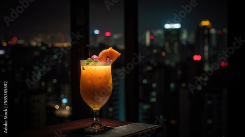 Tropical Sensation: A Vibrant Cocktail with a Sweet and Tangy Flavor, AI Generative
