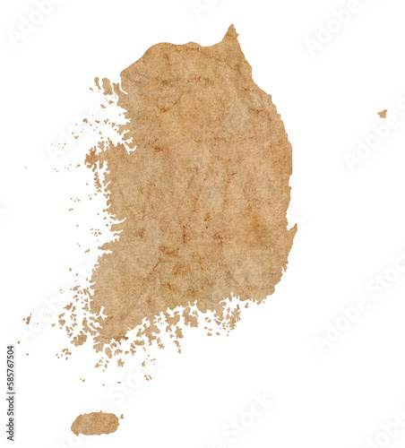 map of South Korea on old brown grunge paper