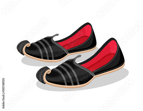 Traditional Indian punjabi Leather (shoes) juttis isolated on white background. The jutti is the traditional footwear of North India.