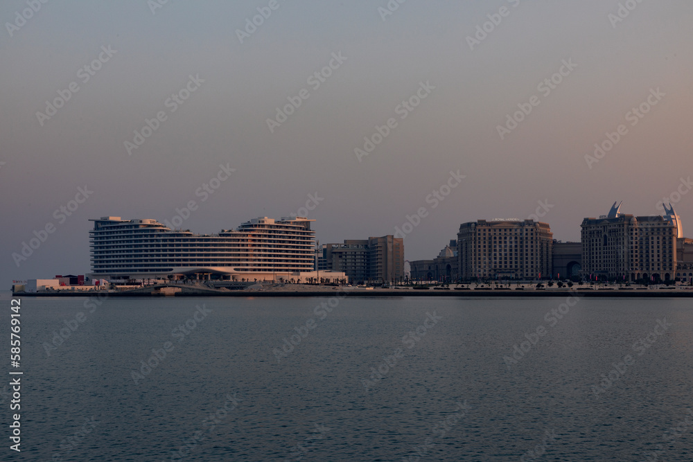 Fototapeta premium View of the sea and buildings in Qatar