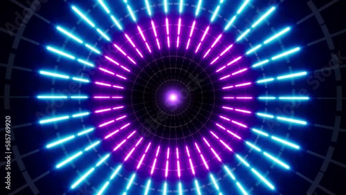 Music Festival VJ Loop Background of Flashing Neon Cross Line Geometric Lights