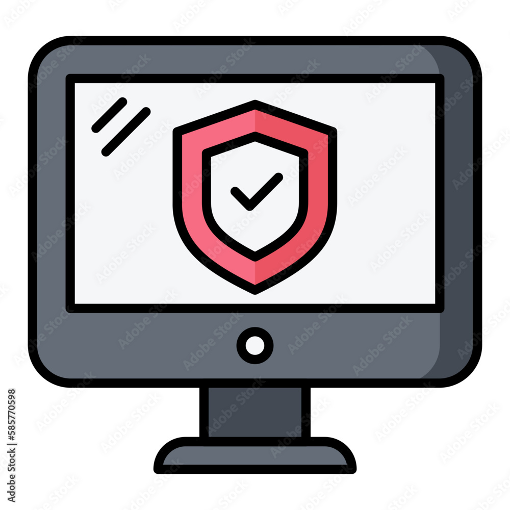 Computer Security Line Color Icon Computer Security Line Color Icon