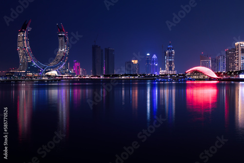 night shot for Lusail Winter Wonderland outdoor amusement park photo