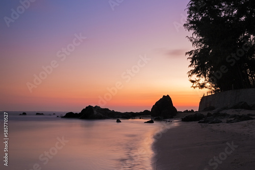 Vibrant sunset at beach in Vietnam, Mui Ne photo