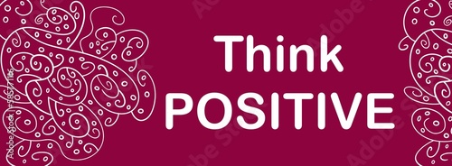 Think Positive Pink Magenta Doodle Design Element Text Horizontal