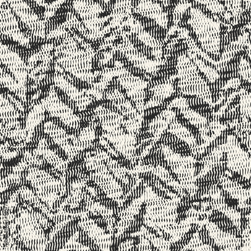 Monochrome Distressed Weave Textured Jungle Pattern