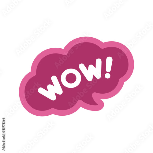 WOW speech bubble icon. Cute black text lettering vector illustration.