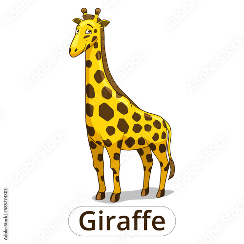 Giraffe african savannah animal cartoon PNG illustration with transparent background