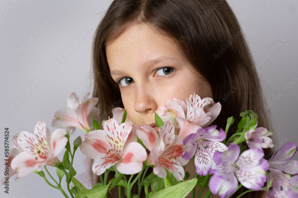 Portrait of girl with flowers