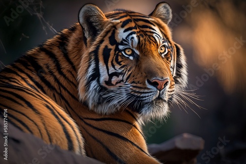 Fascinating Close-up of Siberian Tiger, Capturing Intricate Details and Powerful Features by Generative AI