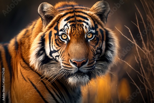 Fascinating Close-up of Siberian Tiger, Capturing Intricate Details and Powerful Features by Generative AI