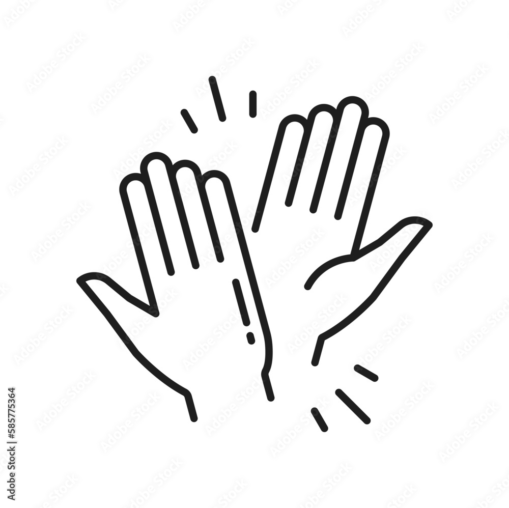 High five, success gesture outline icon. Vector productive teamwork, collaboration, help and support, friendship symbol. Partnership and cooperation High five, success gesture outline icon. Vector productive teamwork, collaboration, help and support, friendship symbol. Partnership and cooperation