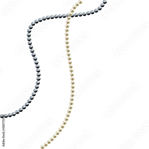 Pearls. Beads. Jewelry. Beautiful vector background. Garland. Festive decoration. Black Pearl.