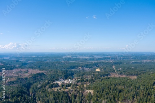 Aerial view of Western Washington from the Cascade Mountains in Eatonville, Washington