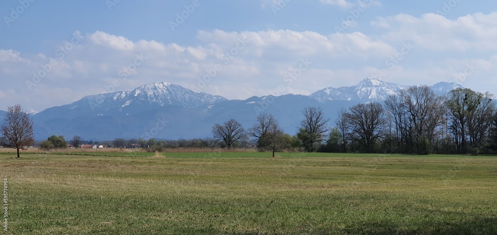 Fields and mountains