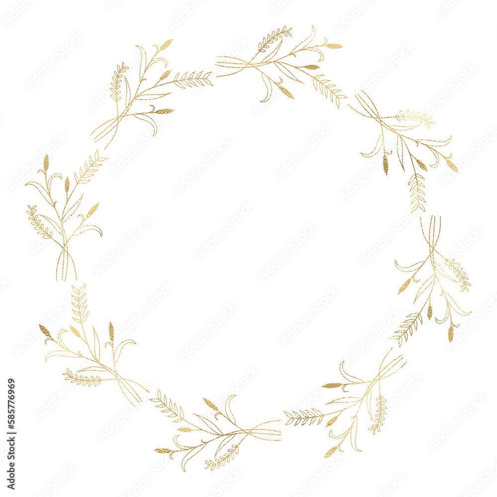 Floral gold wreath illustration Floral gold wreath illustration