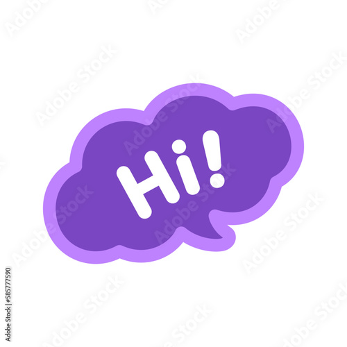 Cute Hi! greeting speech bubble icon. Simple flat vector illustration.