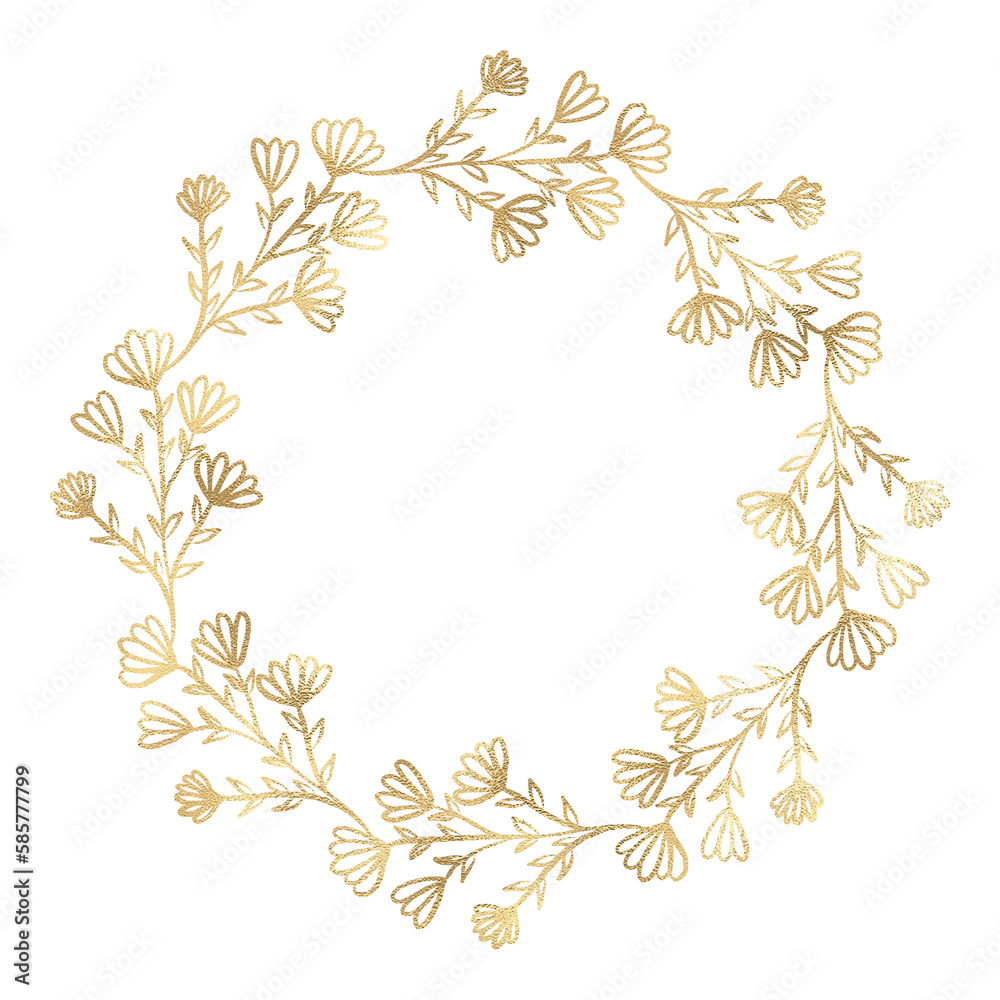 Floral gold wreath illustration Floral gold wreath illustration