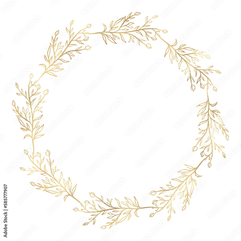 Floral gold wreath illustration