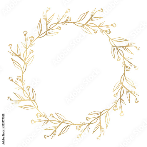 Floral gold wreath illustration