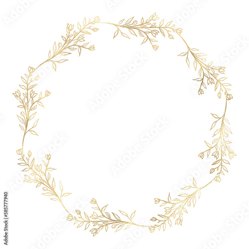 Floral gold wreath illustration © CholladaArt