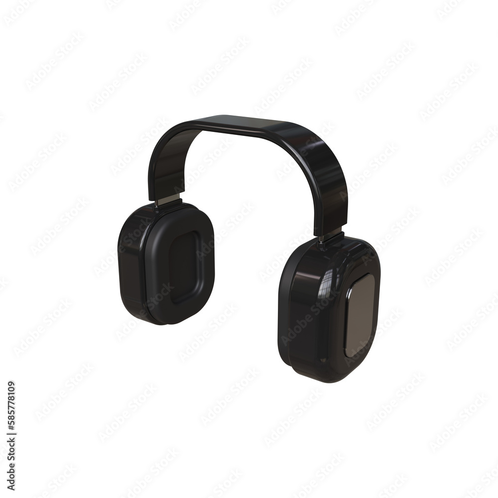 Black headphone icon 3d render isolated Black headphone icon 3d render isolated