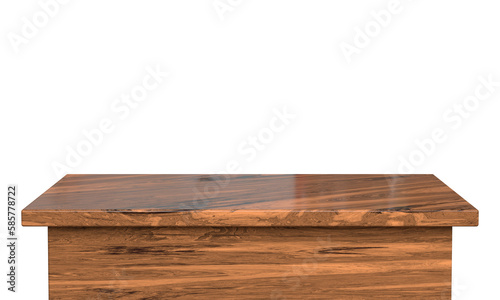 Square wooden table illustration 3d render isolated