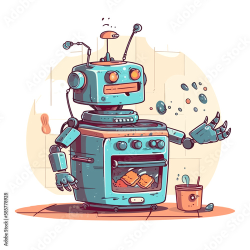 Kitchen robot, vector illustration